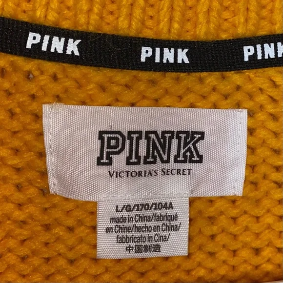 Large Boyfriend Crewneck Yellow Gold Sweater by Victoria Secret Pink - Picture 7 of 7